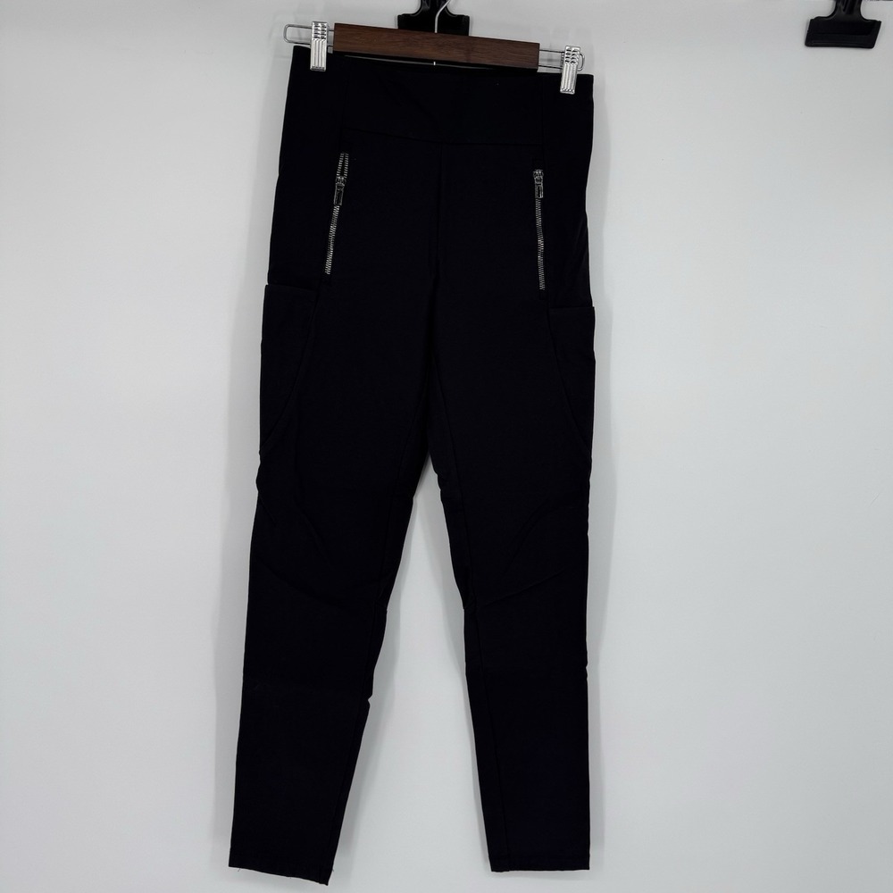 Athleta Stellar Tights Women's Large 0 Black High Rise Zip Pockets Casual Travel
